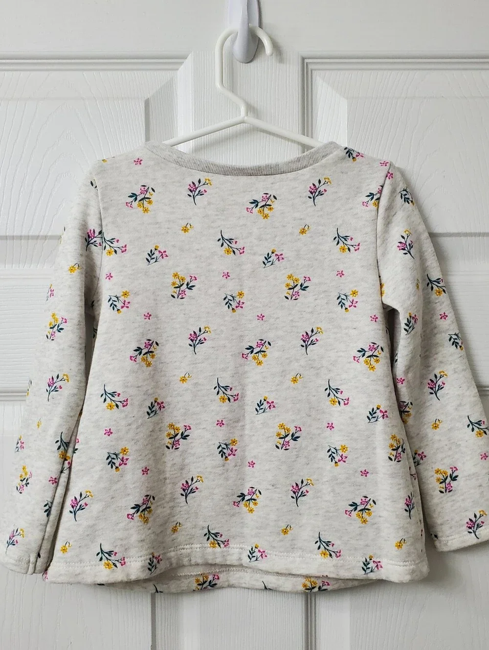 Carter's Girls Heather Gray Floral Long-Sleeve Fleece Peplum Sweater